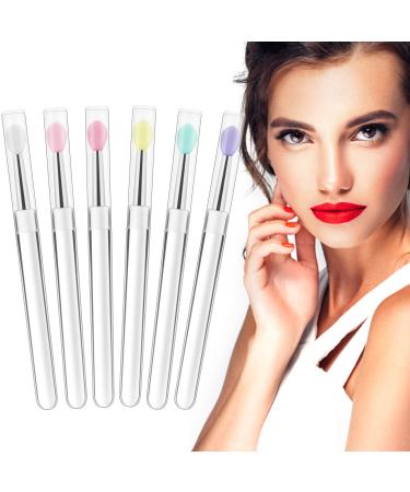 Lusofie Silicone Lip Brush with Covers 6pcs Lip Mask Applicator Reusable Lipstick Lip Gloss Applicator Brushes for Cream Lip Mask Eyeshadow and Lipstick