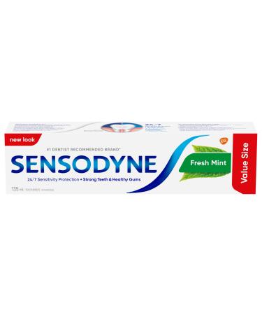 Sensodyne Daily Sensitive Toothpaste Lasting Sensitivty and Cavity Protection Fresh Mint 135 mL (Packaging May Vary) 135 ml (Pack of 1)