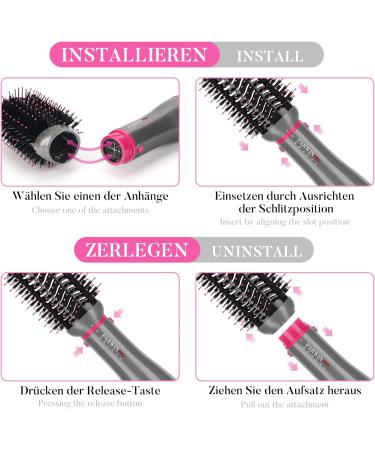 PARWIN PRO BEAUTY 4 in 1 Hair Dryer Brush Set with Ionic Care Technology - Hot Air Styler for Hair Styling - 1000 Watts - Gray - Buy Online on SooperMarket.com