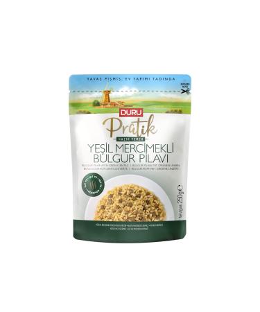 DURU ready-to-bulgur Bulgur-Pilaw 250g 100% natural BPA-free without trans fat not genetically modified without preservatives and artificial dyes (Bulgur Pilaw with green lenses)