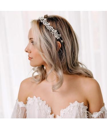 AW BRIDAL Crystal Silver Wedding Headband - Elegant Tiara Headpiece for Bride | Hair Accessories for Women - Buy Online on SooperMarket.com