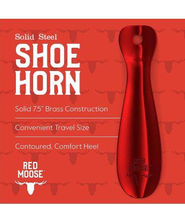 RED MOOSE 7.5-Inch Solid Steel Shoe Horn with Ergonomic Cherry Red Handle - Buy Online on SooperMarket.com