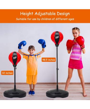 Costzon Height Adjustable Punching Bag with Gloves and Hand Pump - Freestanding Boxing Set for Adults, Teens, and Kids - Speed Training and Exercise - ASTM Approved (48.5 Height) - Buy Online on SooperMarket.com
