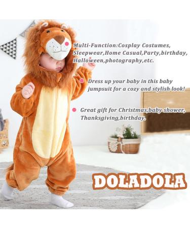 Doladola Unisex Baby Lion Romper | Flannel One Piece Pyjamas 6-12 Months - Buy Online on SooperMarket.com