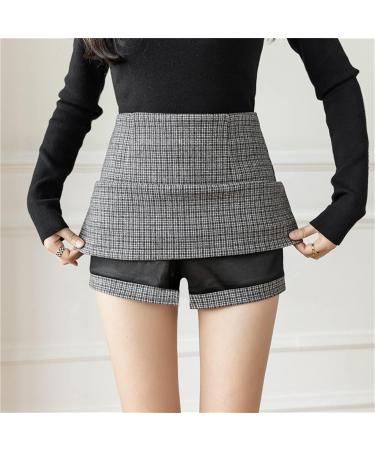Wool Plaid Mini Skirt for Young Women | Casual A-Line Fashion | Autumn & Winter Gray Short Skirt - Buy Online on SooperMarket.com