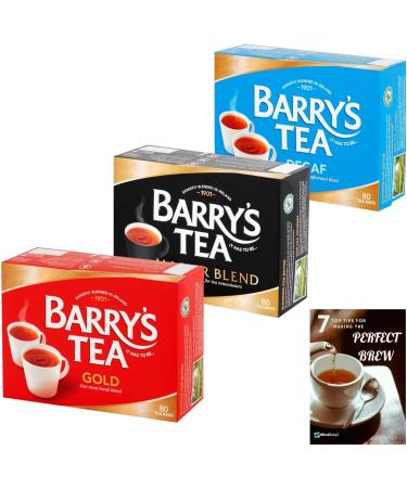 Barrys Tea Bags Tea Selection Bundle - 240 Tea Bags with Barry's Tea Gold Blend Barrys Tea Master Blend and Barrys Tea Decaf Blend Including Mint Retail Perfect Brew Guide - Buy Online on SooperMarket.com