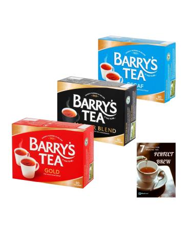 Barrys Tea Bags Tea Selection Bundle - 240 Tea Bags with Barry's Tea Gold Blend Barrys Tea Master Blend and Barrys Tea Decaf Blend Including Mint Retail Perfect Brew Guide