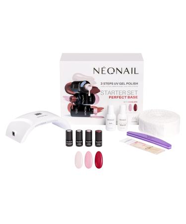 NeoNail Perfect Base Starter Set with Lamp LCD Display 3 x Nail Polishes and Accessories
