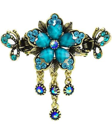 Flower Butterfly Hair Barrettes Vintage French Rhinestone Hair Clasps Claws Floral Hair Clips Accessories for Women Girls Teens (Blue C) - Buy Online on SooperMarket.com