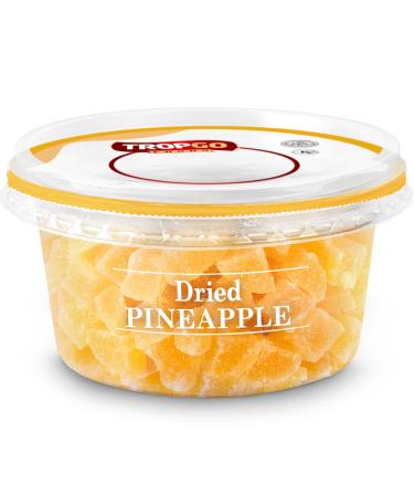 Tropgo Diced Pineapple 200g - Dried Fruit Snacks in Resealable and Recyclable Tub - Non-GMO Gluten Free Fat-Free Additives Free - Healthy Snacks for Kids and Adults