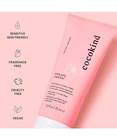 Cocokind AHA Jelly Cleanser with Hyaluronic Acid - Exfoliating Face Wash for Oily Skin | Gentle AHA BHA Cleanser - Buy Online on SooperMarket.com