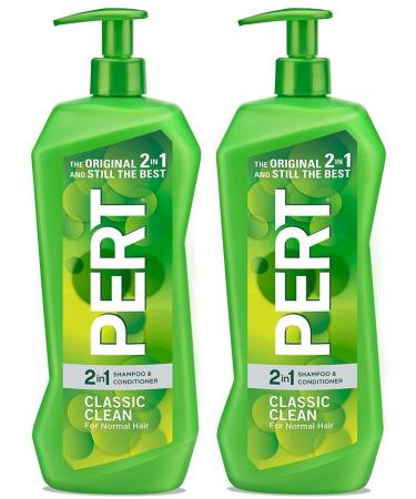 Pert Haircare - Classic Clean - 2 in 1 Shampoo & Conditioner - Net Wt. 33.8 FL OZ (1 L) Per Bottle - Pack of 2 Bottles