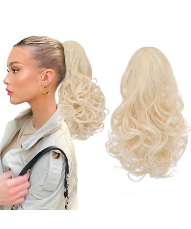 Silk-co 11" Short Curly Ponytail Extension Hair Pieces for Women Hair Extension Clip in Ponytail Hair Extensions Classic Natural Hair - Light Blonde to Bleach Blonde 11 Inch Light Blonde to Bleach Blonde