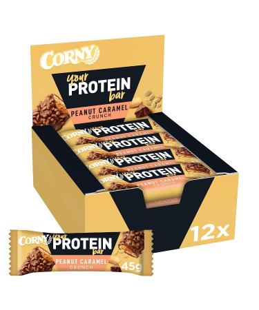 Protein Bar Corny Peanut Caramel Crunch 30% protein protein bar with no added sugar bulk pack 12x45g