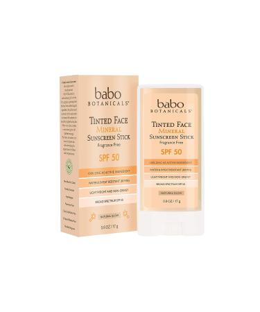 Babo Botanicals Tinted Mineral Stick Sunscreen SPF 50 | Unscented | 0.6 Ounce | 70+ Organic Ingredients - Buy Online on SooperMarket.com