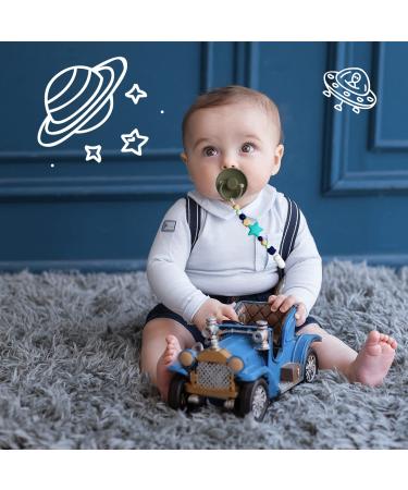SILICONE BABY PACIFIER CLIP SET | Teething Toy with Star Pattern | 2 Pack | Universal Fit for Boys and Girls - Buy Online on SooperMarket.com