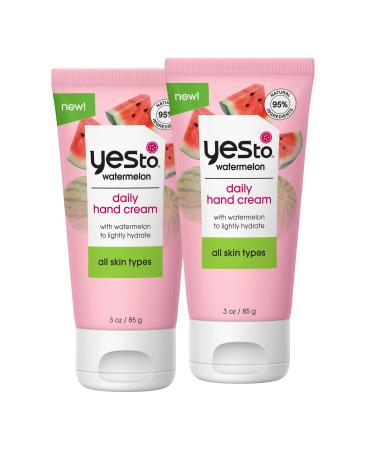 Yes To Watermelon Daily Hand Cream Hydrating & Creamy Texture To Provide Instant Moisturization Without Greasy Residue With Shea Butter & Antioxidants Natural Vegan & Cruelty Free 3 Oz (2 Pack)