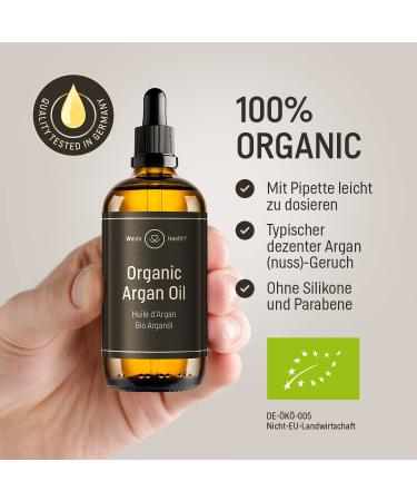 WoldoHealth Organic Argan Oil 100ml - Cold Pressed Additive-Free for Face Skin & Hair with Pipette | Best eCommerce Buy - Buy Online on SooperMarket.com