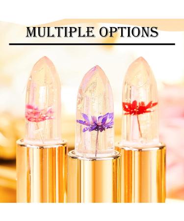 Crystal Flower Jelly Lipstick Set - 3 Colors | Color Changing Magic PH Lip Gloss | Waterproof Moisturizing Lip Balm Trio - Buy Online on SooperMarket.com