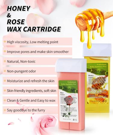 Rose & Honey Roll On Wax Kit for Sensitive Skin - Hair Removal Waxing Kit for Women and Men - At Home Roller Waxing Kit for Larger Body Areas - Buy Online on SooperMarket.com