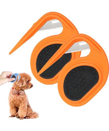 Premium Dog Comb Set - 2-Piece Fur Care & Knot Remover for Pets - Perfect Puppy Brush in Orange - Buy Online on SooperMarket.com
