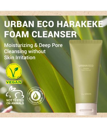 THESAEM Urban Eco Harakeke Foam Cleanser - Vegan Moisturizing Face Wash for Dry Skin with Harakeke Extract & Hyaluronic Acid | Deep Pore Cleansing & Texture Refinement - 5.07 oz - Buy Online on SooperMarket.com