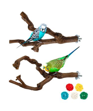 Parrot Perch Stands Birds Stand Pole Natural Wild Grape Stick Grinding Paw Climbing Standing Cage Accessories Toy Branches for Parakeet, Budgies, Lovebirds style-1