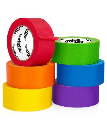 Craftzilla Colored Masking Tape 6 Roll Multi Pack 180 Feet x 1 Inch of Colorful Craft Tape Vibrant Rainbow Colored Painters Tape Great for Arts & Crafts Labeling and Color-Coding 10 Yards x 1 Inch