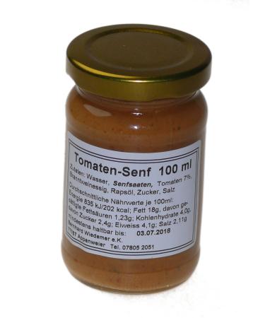 Wiedemer - Mediterranean tomato mustard made of fresh preparation with selected natural vegan ingredients - 1 glass of 100g gourmet mustard for bread sauce sausage meat dip and much more.