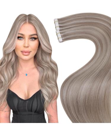 Laavoo invisible real hair extensions tape blond highlight tape in extensions real hair blond tape in hair recovery real hair remy human hair #19/60 50g 20pcs 45cm-20Pcs 2.3 #19/60
