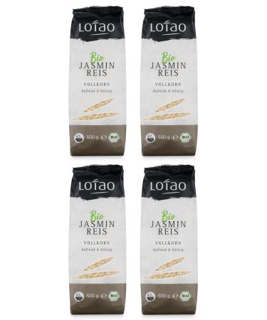 Lotao Bio-Jasmin Reis Vollkorn (4x 500g) |Rice classic at the benefit pack |Graned fragrant & nutty taste versatile can be used |Sustainable vegan and vegetarian cuisine high quality 4x 500 g jasmine rice whole grain