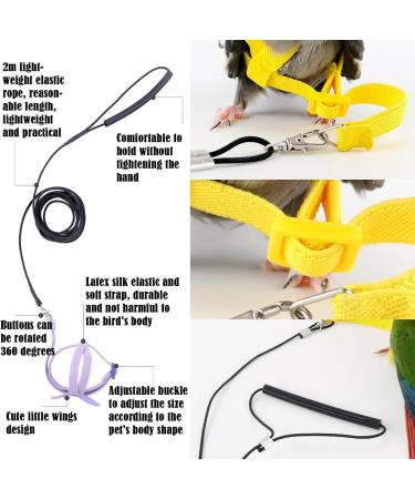 DKDDSSS 2 PCS Bird Harness Pet Parrot Leash Training Supplies Parrot Harness Leash Outdoor Adjustable for Cockatiel Mynah Monk Parakeet Macaw (Blue and Yellow) - Buy Online on SooperMarket.com