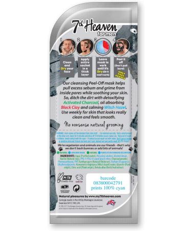 7th Heaven for Men - Black Clay Easy Peel-Off Face Mask with Activated Charcoal and Witch Hazel to Cleanse Detoxify and Lift Away Grime for Purified Skin - Buy Online on SooperMarket.com