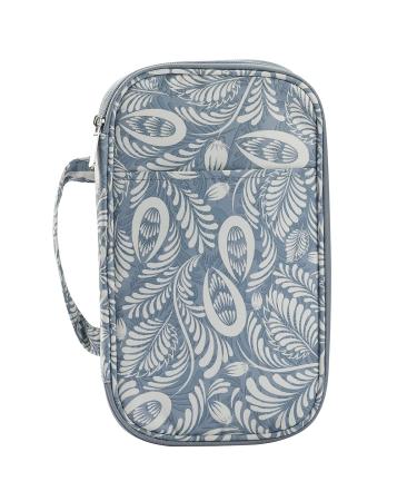 Coopay Crochet Hook Case Organizer Storage Bag with Handle Cute Crochet Hook Organizer Portable Travel Knitting Needle Case for Crochet Hooks Knitting Needles (Up to 11'') Knitting Crochet Supplies Gray Blue