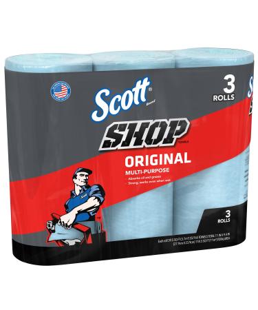 Scott 75143 Scott Shop Towels, Blue (3 Rolls, 55 Towels/Roll, 165 Towels Total) 3 Count (Pack of 1)