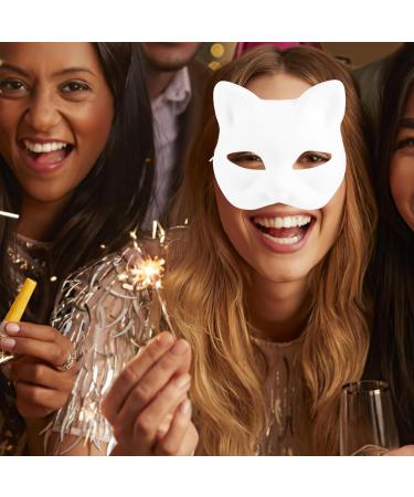 AOKWAWALIY 5pcs White Cat Masks | Blank DIY Halloween & Cosplay Half Face Masks | Perfect Masquerade Party Supplies - Buy Online on SooperMarket.com