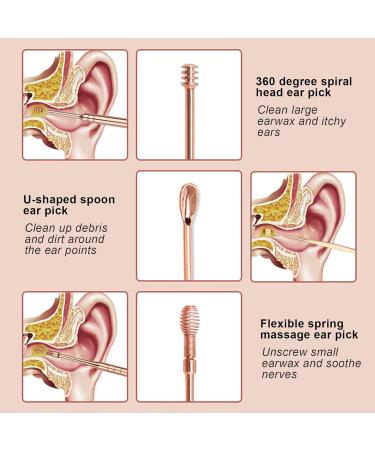 Stainless Steel Earwax Removal Kit with Storage Box - Rose Gold/Golden - Buy Online on SooperMarket.com