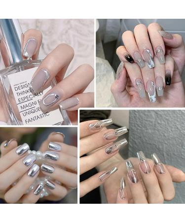 Metallic Painting Gel - Mirror Silver UV Painting Gel - 3D Metal Painting Gel Drawing Mirror Gel Nail Polish Glossy DIY Nail Art for Women Girls - Buy Online on SooperMarket.com