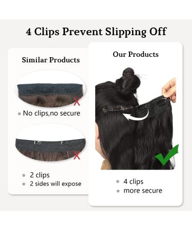 KooKaStyle Invisible Wire Hair Extensions - Long Wavy Secret Hairpiece | Adjustable Size, 4 Secure Clips, 24 Inch, Black - Buy Online on SooperMarket.com