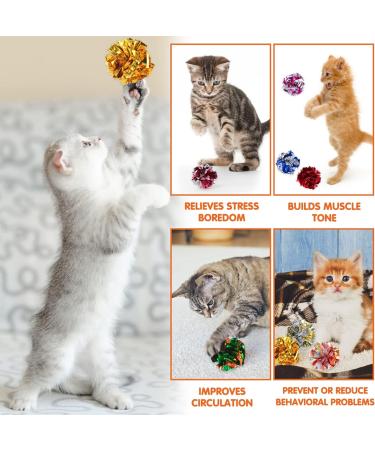 Molain Cat Crinkle Ball Toys 20 Pieces Colorful Cat Toy Balls Cat Play Toy Indoor Cats Interactive Ball Toy Large Ball Toy for Cat Kitten 6 cm/2.36 inch - Buy Online on SooperMarket.com