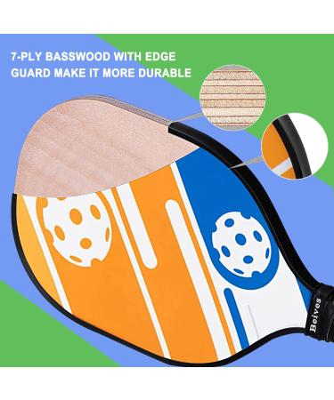 Beives 7-ply Basswood Wooden Pickleball Paddles Set with 6 Balls and Carry Bag - Ideal Pickleball Equipment for Beginners to Intermediate Players - Buy Online on SooperMarket.com
