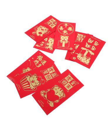 CAXUSD 48pcs Year of The Tiger Red Envelope Zodiac Hong Shui Envelope Lucky Money Envelopes Chinese Gifts Red Wallet Portable Red Envelopes Paper Pocket Year Red Envelope Red 17X9X0.1CM