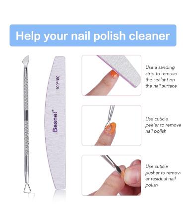 Besnel Gel Nail Polish Remover 5 Pack - Professional Non-Irritating Formula with Nail File, Cuticle Pusher - Quick, Easy Gel Polish Removal without Foil Soaking - 1 Fl Oz - Buy Online on SooperMarket.com