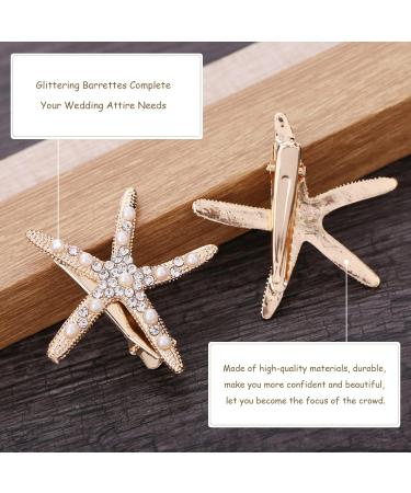 4 Starfish Hair Clips 2 Flower Hair Clips Wedding Accessories Diamond Hair Clips Elegant Non-Slip Hair Accessories for Girls Flower Girl - Buy Online on SooperMarket.com