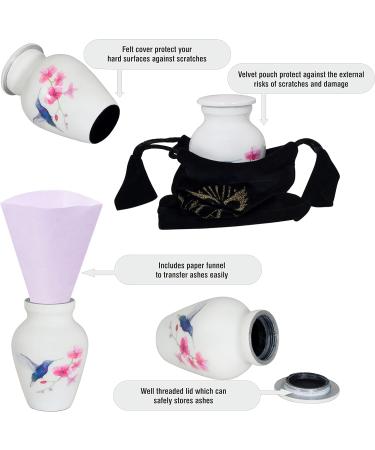 SMARA Small Keepsake Cremation Urn with Velvet Case | Choose From Unique Colors lovely Sharing Mini Metal Token For Human Ashes or Pet. (Keepsake Hummingbird (White)) Keepsake Hummingbird (White) - Buy Online on SooperMarket.com