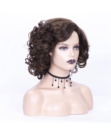 SEVENCOLORS Short Brown Curly Wig for Black Women - Big Curly Bob Style | Synthetic Hair - Buy Online on SooperMarket.com
