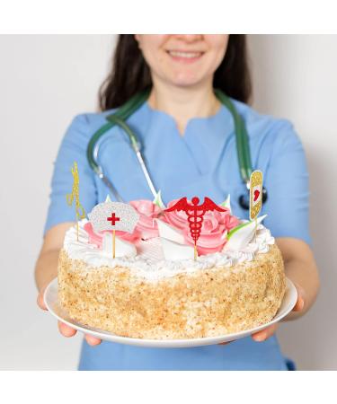 Whaline 25Pcs Nurse Theme Cupcake Toppers Glitter Stethoscope Heartbeats Cupcake Food Sticks Thank You Nurses Paper Cake Picks for Nurse Graduation Retirement Party Supplies Cake Decoration 9 Design - Buy Online on SooperMarket.com
