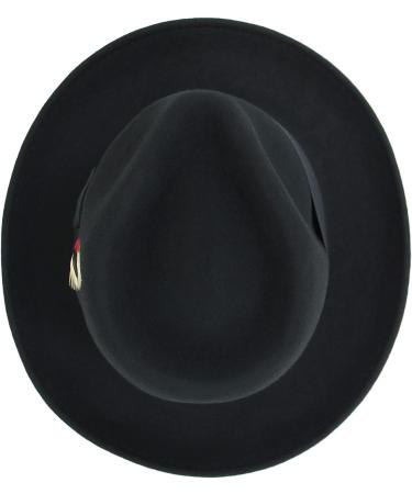 Belfry Gangster 100% Wool Crushable Dress Fedora in Black Grey Navy Brown Pecan - Large Black - Buy Online on SooperMarket.com