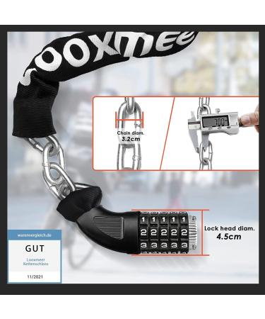 Looxmeer 90cm Bicycle Lock - High Safety Chain Lock with 5-Digit Code Hardened Steel Black - Secure Your Bike Anywhere - Buy Online on SooperMarket.com