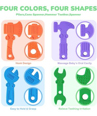 TYRY.HU BPA Free Silicone Teething Toys - Baby Toothbrush Teether Chew Toy Set for Newborns - 4pcs (C) - Buy Online on SooperMarket.com
